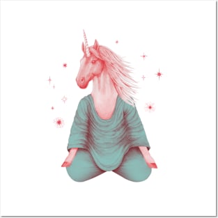 Meditating unicorn 1 Posters and Art